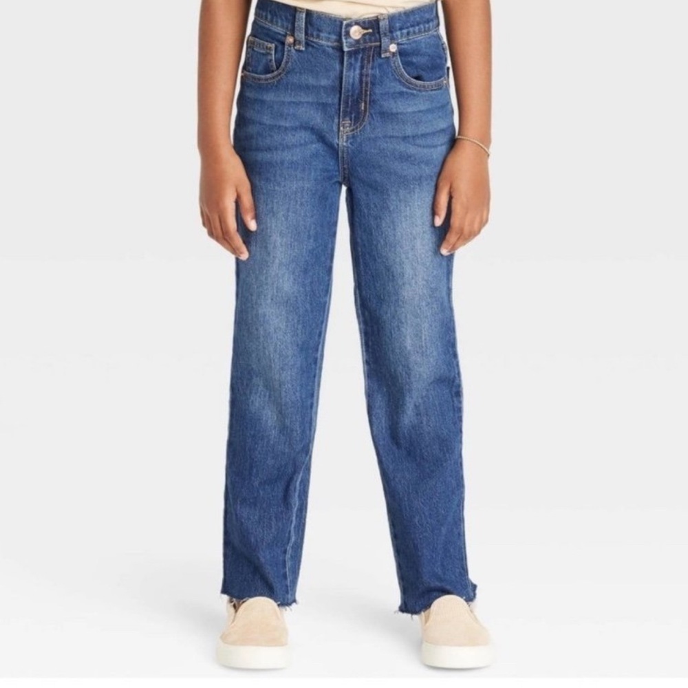 Cat & Jack Girls' High Rise Straight Jeans - Dark Wash 6 nwot - Picture 5 of 5